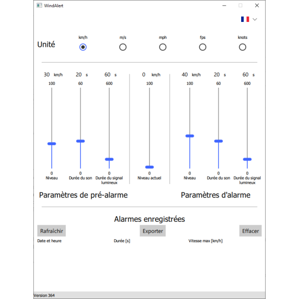 Wind Alert - Anémomètre avec alarme et mémorisation