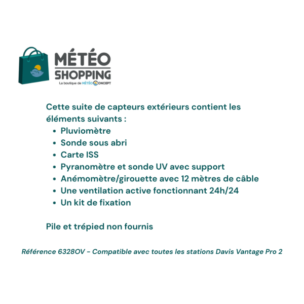 Suite de capteurs sans fil Vantage Pro 2 Plus avec ventilation active 24h - Davis Instruments